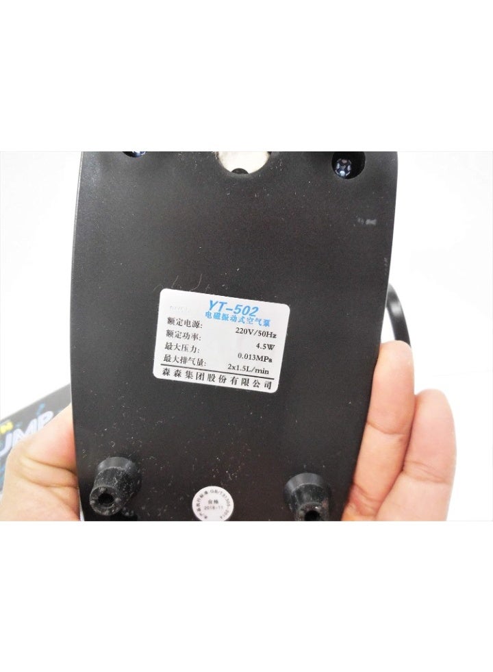 SUNSUN YT-502 Dual-Channel Aquarium Air Compressor, 4.5W, 2x1.5L/min Oxygen Aquarium Tank Fish Aerator Multi Speed Air Pump - Image 5